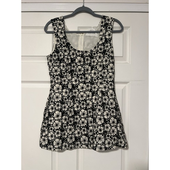 DYVNA Dresses & Skirts - DYVNA Floral Black White Tank Top Tunic Mini Dress Embroidery Flowers Bohemian